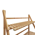 Natural Bamboo Three Tiered Ladder Style Storage Shelf For Living Room Organization