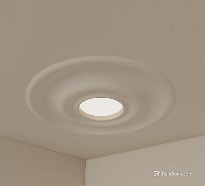 Modern Elegant Ceiling Design Featuring Circular Medallion And Recessed Light Fixture 3d model 