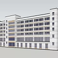Modern Multi story Building With Light Colored Facade And Symmetrical Window Design 3d model