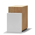 Wooden And White Cube Structure With Smooth Surface And Black Base Design 3d model