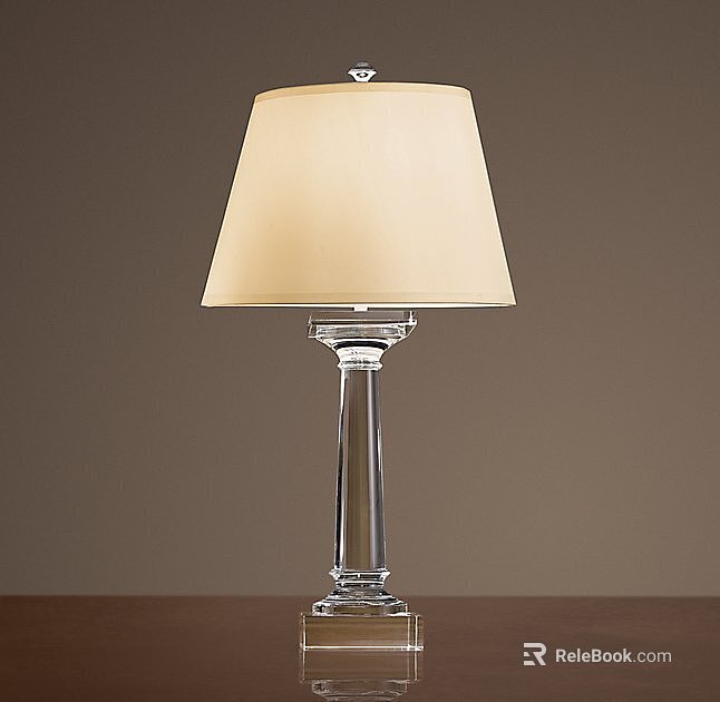 Elegant Modern Table Lamp With Cream Shade And Transparent Crystal Base 3d model 