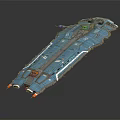 Blue Sci Fi Spaceship Model With Detailed Exterior And Streamlined Structure 3d model