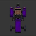 Purple Pixel Style Tractor With Orange Seat And Large Wheels 3D Design