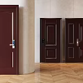 Security Doors In Various Styles Dark Brown Single And Double With Secure Locks Interior 3d model