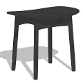 Modern Minimalist Wooden Stool With Curved Seat And Sleek Black Legs
