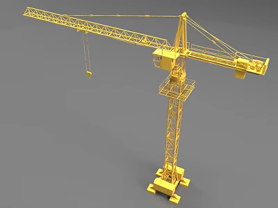 Yellow Tower Crane Industrial Equipment With Long Boom For Construction Sites 3d model
