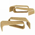 Modern Wooden Landscape Seating With Curved Slatted Design For Outdoor Garden