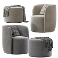 Gray Modern Accent Chair with Armrest Soft Cushion and Cozy Throw Blanket