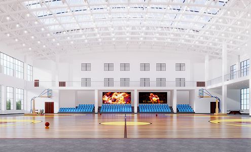 Modern Basketball Hall Basketball Court Panoramic View 3d model