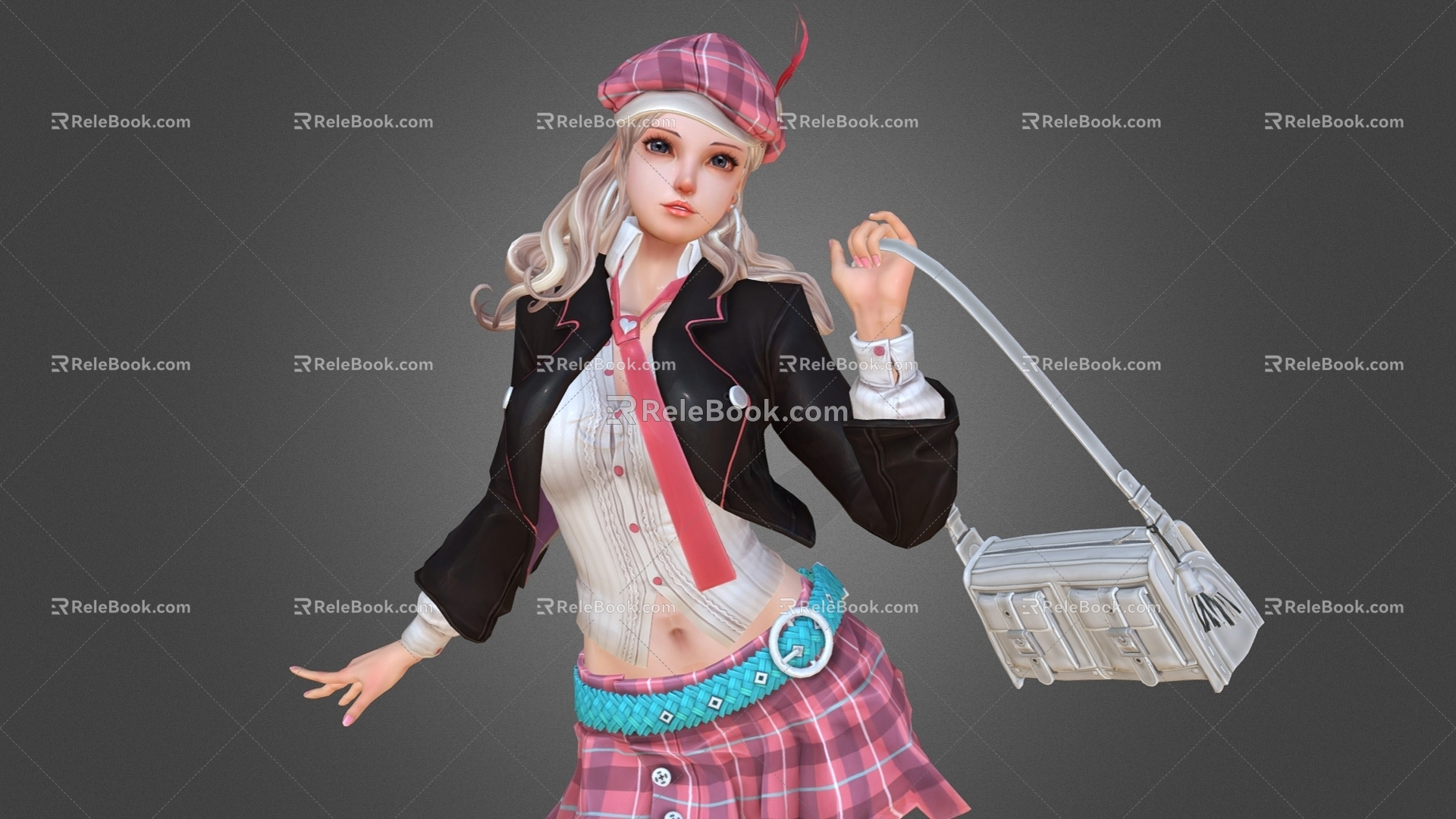 Beautiful girl hand-made two-dimensional hand-made cute characters cartoon characters 3d model