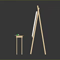 Wooden Art Easels With Blank Canvases And Painting Tools For Studio Display Setup