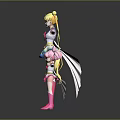 Game Movie Characters Blonde Pink Haired Rainbow Skirts Pink Boots Sailor Outfits Standing Arms Outstretched