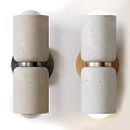 Modern Beige and Light Gray Concrete Wall Lamps with Cylindrical Shape and Black Brass Bases