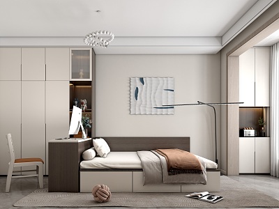 Modern Tatami Bedroom Tatami Single Bed Combination Wardrobe Desk Combination model