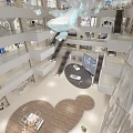 Spacious Modern Shopping Mall Atrium With Multi Level Escalators And Central Display Area 3d model