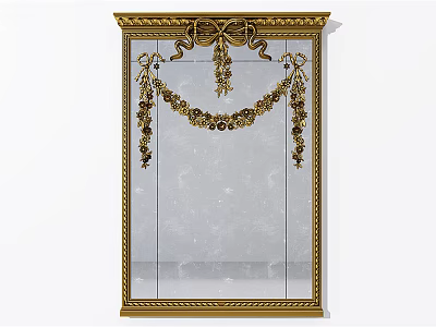 European-style mirror classical carved picture frame mirror 3d model