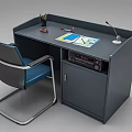 Modern Functional Desk with Storage Cabinet Desk Lamp Pencil Holder Notebook Charts and Ergonomic Chair