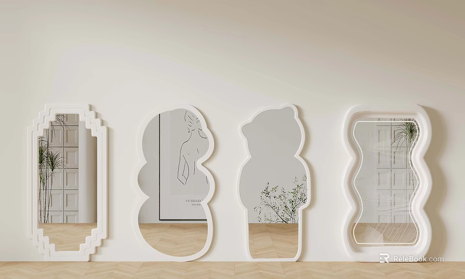 Unique Shaped Decorative Mirrors with Various Designs for Interior Wall Decoration 3d model