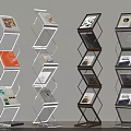Modern Multi Tier Metal Shelving Units for Magazine Storage with Contemporary Frame and Open Compartments