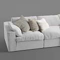 Cozy Light Colored Sectional Sofa with Soft Pillows and Fringed Woven Blankets in Living Room
