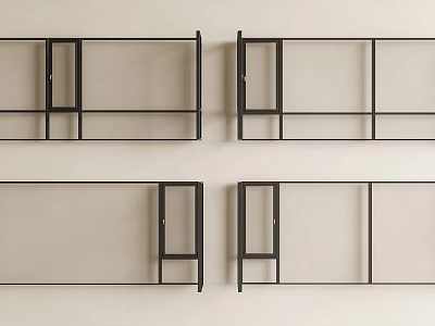 Black Framed Floor To Ceiling Windows On Light Colored Wall 3d model