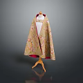 Elegant Beige Cape With Soft Fabric And Floral Embroidered Patterns On Wooden Mannequin