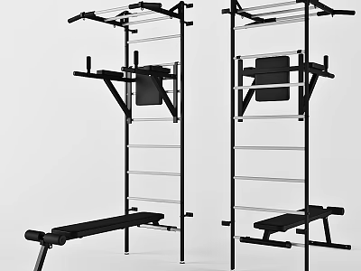 Durable Sports Equipment with Pull up Bar Training Bench Ladder Structure for Home Gym Workout 3d model