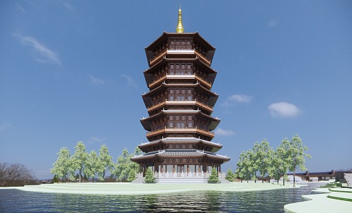 Pagoda Ancient Pagoda Yingxian Wooden Pagoda 3d model