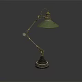 Vintage Style Table Lamp With Green Lampshade Adjustable Metal Arm And Sturdy Base Design