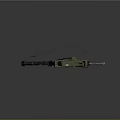 Tactical Military Rifle With Green Scope Black Body Magazine And Barrel Design