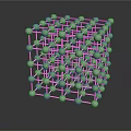 3D Molecular Structure Model Of Organ And Hair With White Green Spheres And Cube