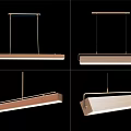 Modern Hanging Rectangular Chandelier With Sleek Design Warm Light And Wooden Frame 3d model