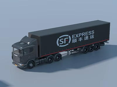 SF Express Black Delivery Truck For Express Cargo Transportation Service 3d model