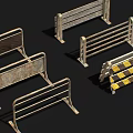 Metal Safety Barriers With Various Designs And Yellow Black Warning Stripes