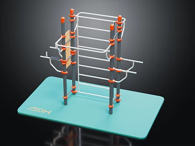 AEON Multifunctional Sports Equipment With Blue Base And Orange Gray Structure 3d model