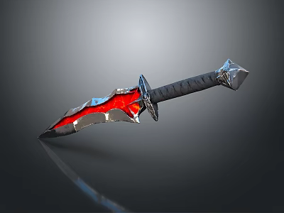 Epic Fantasy Sword With Red Glowing Blade And Gray Metallic Hilt Design 3d model