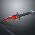 Epic Fantasy Sword With Red Glowing Blade And Gray Metallic Hilt Design