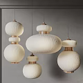 Modern Minimalist Pendant Lights With White Textured Shades And Brass Bases