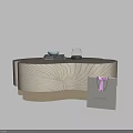 Sleek Wood Grain Coffee Table With Books Glass And Purple Ribbon Gift Box