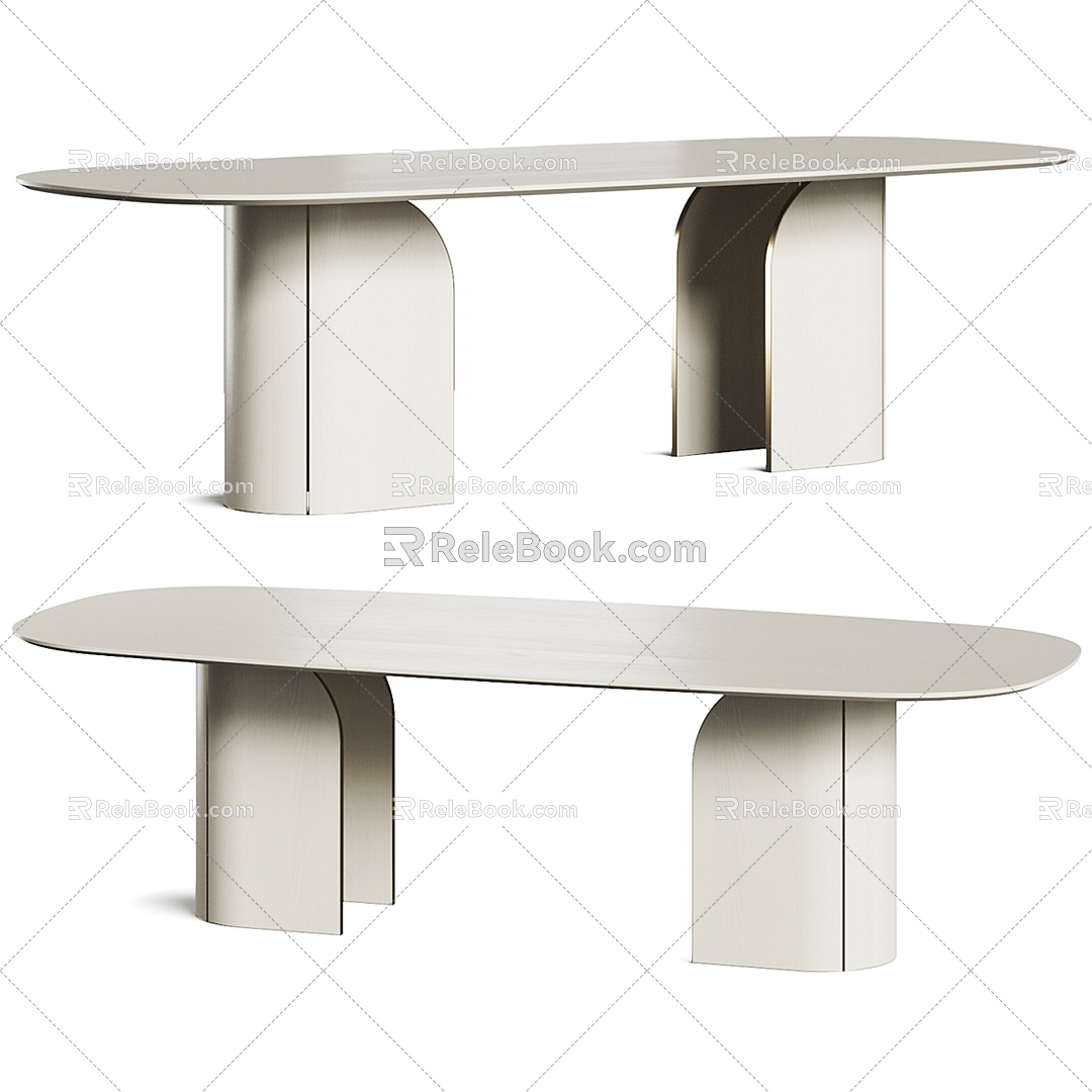 Boattomartino solid wood dining table 3d model