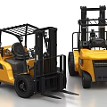 CAT Yellow Forklift Trucks With Modern Cab And Black Forks Design