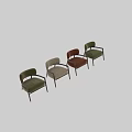 Modern Accent Chair With Light Fabric Cushion And Dark Wooden Frame