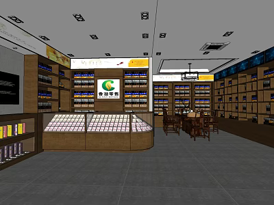 Tobacco Liquor Store Interior With Shelves Display Counters And Tables Chairs 3d model