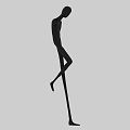 Black Human Shaped Dolls with Slender Bodies Crossed Legs Standing and Long Stick Supports