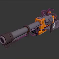 Mechanical Cannon Weapon with Yellow Gray Design Large Barrel and 3D Model Structure