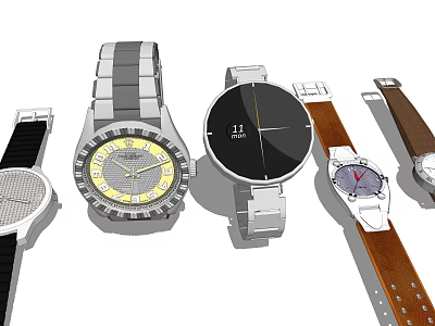 Various Stylish Watches With Different Straps Dials And Modern Classic Designs 3d model