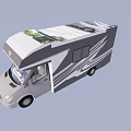 Modern Gray White Motorhome With Black Stripe Decals And Large Windows 3d model