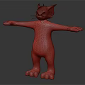 Blue Cartoon Cat Animated Character Standing With Outstretched Arms And White Paws