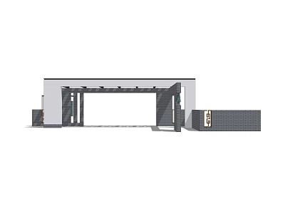 Modern Entrance Gate Design With Clean Lines And Symmetrical Side Walls 3d model