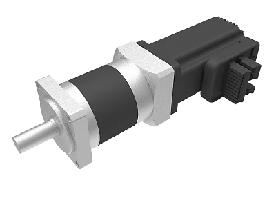 High Precision Stepper Motor With Metal Flange Shaft Black Housing And Connector 3d model